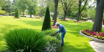 Lavoratore manutenzione aree verdi pubbliche.